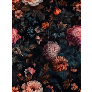 REDAMANCY Vintage Orange Pink Black Roses Floral Oil Painting Peel and Stick Wallpaper Stick on Contact Paper Vintage Wall Paper Easy Peel Off for nightstand Drawer Cabinet Renter (17.7" x 118")