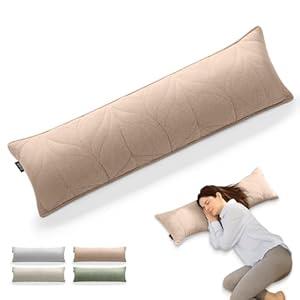 ZonLi Supportive Foam Long Lumbar Pillow for Bedroom, Bed Couch & Bench, 100% Cotton Breathable Cover, Firm Bolster Pillow for Back and Side, 39"x12.2", Coffee