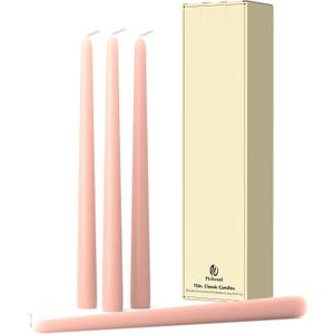 Pickood 10-Inch Tall Dripless Taper Candles Set of 4 - Pearl Pink Tapered Candles, Perfect for Christmas - Smokeless, Unscented, Long Burning - Hand Poured, Colored Tall Candlesticks - Rosa Perla