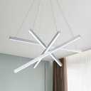 Modern 4-Light Dimmable LED Linear Chandelier Pendant Light,Silver | 6000K Cool White, Adjustable Hanging,For Kitchen Island, Dining Room, Office, Metal Commercial Home Lighting