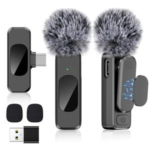 USB C Wireless Lavalier Microphone for Type-C,Android Phone,PC,Mini Mic with Noise Reduction,Lapel Microphone for Video,Interviews,Live Streaming,TikTok,YouTube,2Pack (for iPhone 15 and Above)