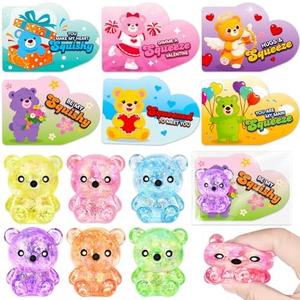 ShyLizard 23 Pack Valentine's Day Cards for Kids with Bear Squeeze Toy, Valentines Gifts for Kids Classroom School Exchange Prizes, Valentine's Party Favors for Boys & Girls