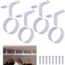 LEIFIDE 4 Pcs 1 5/16 Inch Diameter Round Wardrobe Closet Rod Suspended Center Support with Installation Screws Curtain Closet Rod Ceiling Mount Bracket for Home Wardrobe (White)