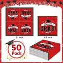 50 Pack Graduation Napkins Class of 2026 Decorations, 6.5 X 6.5 Inches Red Grad Napkins, Classic Cap Ribbon Themed Paper Tissues, Perfect for Graduation Decorations 2026 Celebration Party Supplies