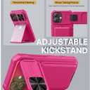 SSLOTSCASE for iPhone 17 Case with 2X Screen Protector, [9H Hardness] Military Grade Shatterproof, Card Holder & Kickstand & Slide Lens Cover & Wallet, Heavy Duty Phone Case for iPhone 17 6.3'', Pink