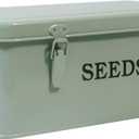 Seed Saving Box, Metal Seed Bin, Seed Storage Organizer Box, Seed Packet Container with Lid, Seed Envelope Storage Box, 4 Compartments Garden Seed Bin with Safety Locks-Green