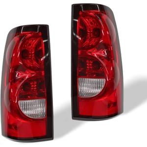 Nakkaa Pair Tail Lights W/Bulbs Compatible with 2003-2006 Silverado 1500 2500 3500HD Red Brake Lamps Left and Right GM2800174 GM2801174