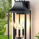 20" Extra Large Dusk to Dawn Outdoor Wall Light, Black Exterior Lighting Fixtures with 3-Light, Waterproof Wall Mount Porch Lantern, Modern Outside Wall Sconce Garage Coach Light, E12, 1 Pack