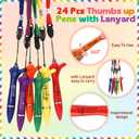 2 x Sayglossy 24 Sets Thumbs up Inspirational Ballpoint Pens with Lanyard, Teacher Appreciation Gifts, Cna Week Gifts with Encouraging Quotes, Cute Desk Decor(Employee)