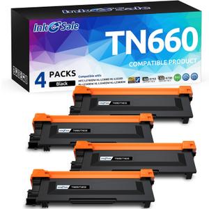 INK E-SALE Compatible Toner Cartridge Replacement for Brother TN660 TN630 use for MFC-L2700DW HL-L2340DW HL-L2300D HL-L2380DW DCP-L2540DW DCP-L2520DW MFC-L2740DW MFC-L2720DW (4 Pack Black, Design V3)