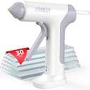 Cordless Hot Glue Gun, 10s Fast Preheat, 30PCS Mini Glue Sticks 7x100mm, 4V 20W Type-C Rechargeable, Anti-Drip, Auto-Off, for DIY Crafts, Repair, Decoration (White)