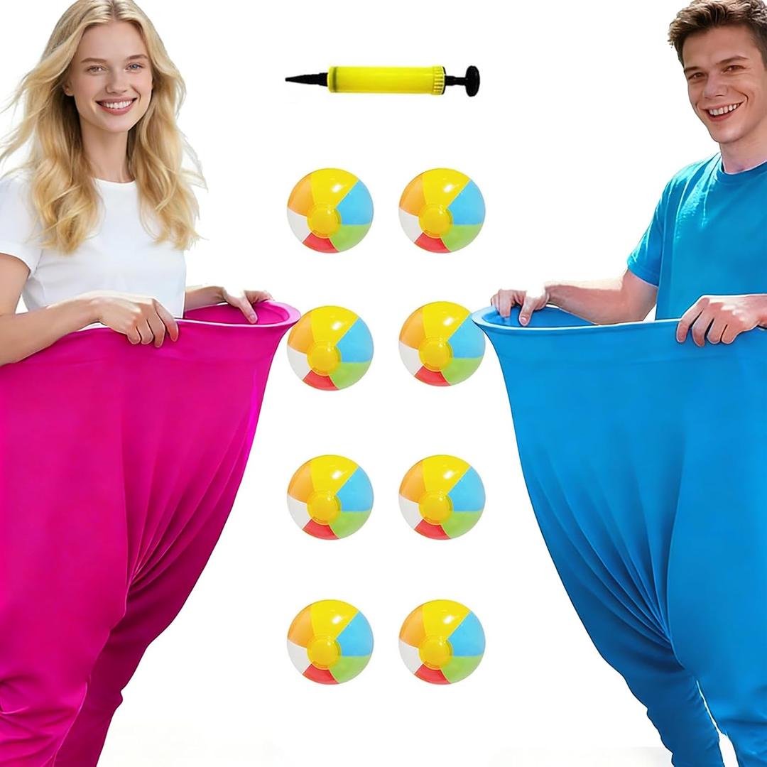 Granny Pants Yard Game, Granny Pants Outdoor Party Game Granny Pants Outdoor Game with Bouncy Balls and Pump Fun Family Reunion & Adult Yard Games for Groups (2 Red+Blue)