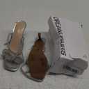 DREAM PAIRS Women's Double Bowknots Heels Open Square Toe Ankle Strap Crystal Rhinestone Dress Sandals for Party Wedding (6.5, Silver Pu)