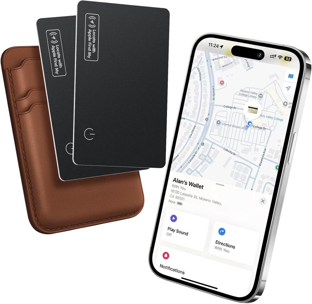 Ultra Slim Air Card Tag: 2026 MFi Certified Wallet Smart Tracker Card - Compatible with Apple Find My Wallets Finder Tracking Cards Tags (2 Pack Black)