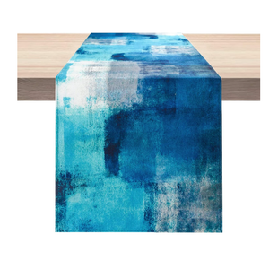 Turquoise Table Runner Teal Abstract Modern Art Painting Blue Table Linen for Farmhouse Kitchen Dining Parties Home Decor 13 x 108 Inch 