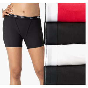 Hanes Women's Mid-Thigh Boxer Brief Pack, Stretch Cotton Underwear, 4-Pack M