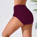 JOYBIK Women’s High Waisted Full Ruched Bikini Swim Bottoms Tummy Control Full Coverage Swimsuit Bottoms (Red, XL)
