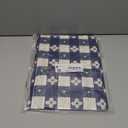 Rectangle Vinyl Table Cloth, Waterproof Elastic Fitted Tablecloth with Flannel Backing, Plastic Table Cover for Picnic, Camping, Outdoor (White & Navy, 30"x60")