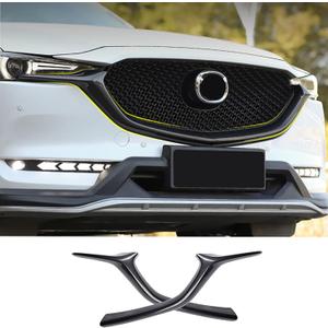 Car Accessories Fit For Mazda CX-5 CX5 CX8 2017-2021 Exterior Front Lower Grill Grille Trims Cover Grill Molding (Carbon Fiber Style) ABS 2 PCS