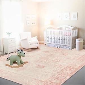 Istana 9x12 Area Rug - Pink 9 x 12 Area Rugs for Living Room - Foldable 9x12 Rugs for Bedroom/Living Room Rug - Stain Resistant Washable Rugs - Eco-Friendly Area Rugs (Antique Blossom)