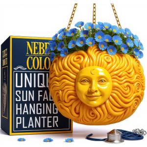 Fun & Unique Sun Face Hanging Planter Quirky Celestial Decor for Plant Lovers  Indoor Outdoor Flower Basket for Succulents & Small Plants  Decorative Garden Yard Art