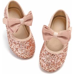 GINFIVE Toddler Girls Dress Shoes Mary Janes Ballerina Flats for Girls Shoes Toddler (Gf381-pink)