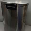 Amazon Basics Smudge Resistant Rectangular Trash Can With Soft-Close Foot Pedal, Brushed Stainless Steel, 50 Liter/13.2 Gallon, Satin Nickel Finish, 16.7"L x 14.7"W x 25.9"H