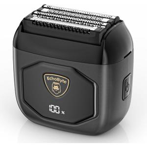 Full Metal Electric Foil Shaver for Men: 4 Floating Blades, IPX7 Waterproof Wet & Dry Mini Razor, 120-Min Runtime USB-C Rechargeable, Quiet Travel Groomer with LED Display (Space Black)