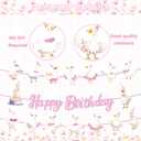 2 x 3pcs Goose Theme Garlands Banner Cute Farm Animal Geese Party Banner Pink Bow Silly Goose Birthday Bunting Decor Farm Animal Themed Party Celebrations for Girls Boys Birthday, Baby Shower Decor