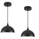 LWWHQ 9.8 inch Kitchen Pendant Light 2 Pack, Black Dome Pendant Lights Kitchen Island, Modern Farmhouse Pendant Lights for Kitchen Island Dining Room Bedroom