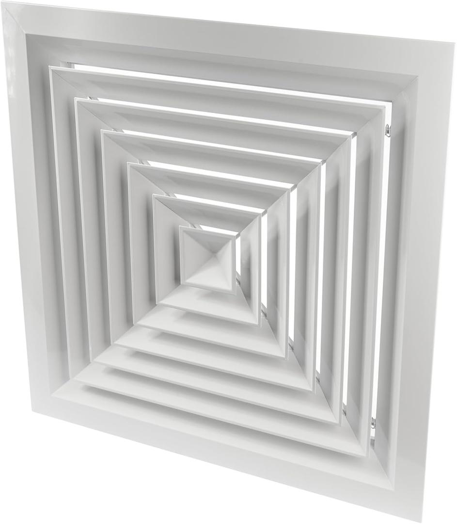 Repa Market 18" x 18" (Neck) Square Aluminum Ceiling Diffuser - Industrial 4 Way Supply Exhaust Ventilation, Air Conditioning - HVAC Horizontal Flow Duct Cover - Office Warehouse 24" x 24" (Outer)