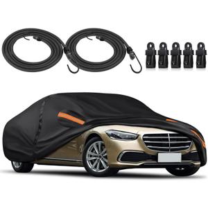 Car Cover Waterproof All Weather Fit for 2006-2023 MERC-edes Benz S Series S400 S550 S63 AMG, 600D Oxford Cloth Heavy Duty, Sun Hail Protector Seal Skin Outdoor Car Covers with Door Zipper