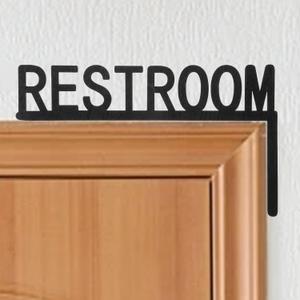 Amabro Restroom Door Sign Bathroom Topper Wooden Toilet Wall Sign for Home | Minimalist Black Right Corner Restroom Door Topper Sign Easy Mount Toilet Bathroom Door Sign Household Restroom Decor
