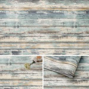 Arthome Blue Rustic Wood Paper 17''x240'' Self-Adhesive Removable Peel and Stick Wallpaper Vinyl Decorative Wood Plank Film Vintage Wall Covering for Furniture Easy to Clean Wooden Grain Paper