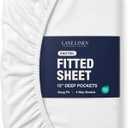 Twin Mattress Fitted Sheet - Classic Jersey Knit, 4 Way Elastic Stretch - 15" Deep Pocket Fitted Bottom Sheet Only - Ultra Soft, Easy Care & Stays Secure All Night - Hotel Inspired Home Sleep - White