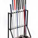 Golf Club Holder for 9 Clubs & 9 Balls, Solid Wood & Iron Golf Organizer, Golf Putter Holder Floor Stand, Golf Club Stand Suitable for Golf SimulatorsGolf Course Accessories