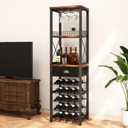 Homeiju Wine Rack Freestanding Floor, Bar Cabinet for Liquor and Glasses, 4-Tier bar Cabinet with Tabletop, Glass Holder, Storage Drawer and Wine Storage for Living Room (Patent No.D29872845)