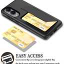 for Samsung Galaxy S25 Edge Case with Card Holder,Credit Card Slot Protective Wallet Case - Black