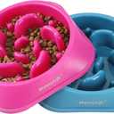 MateeyLife Slow Feeder Dog Bowls 2PCS, Anti-Choking Puzzle Dog Food Bowls, Anti-Slip Interactive Feeding Slow Down Eating, Bloat Stop Maze Dishes for Medium Large Breeds Purple&DarkBlue