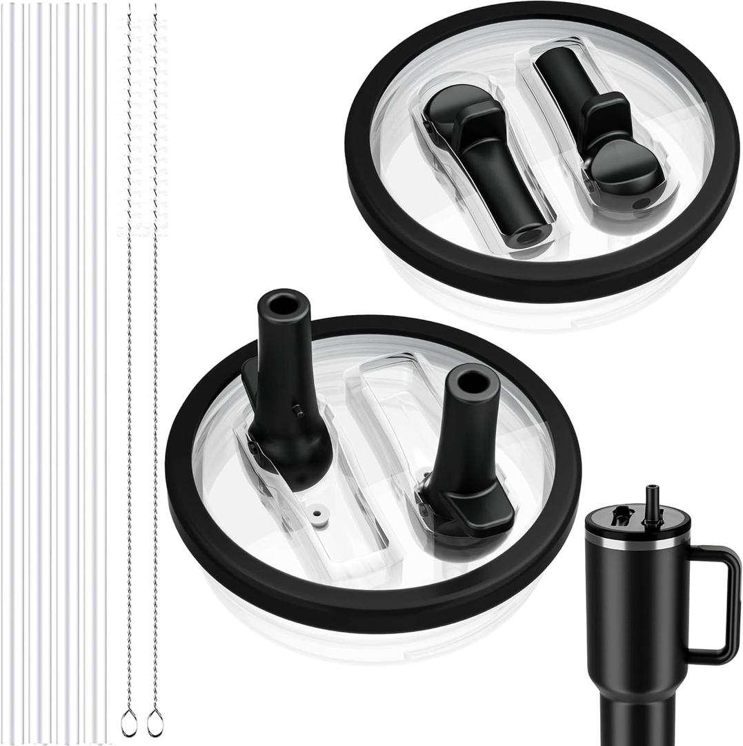 40 OZ Tumbler Lid for Stanley Quencher Protour Tumbler, 2 Pack Flip Straw Spill Proof Lid Replacement Straw Cover for 40oz Stanley Cup Accessories, Dual nozzle And Dishwasher Safe, High-End Anti-Fall