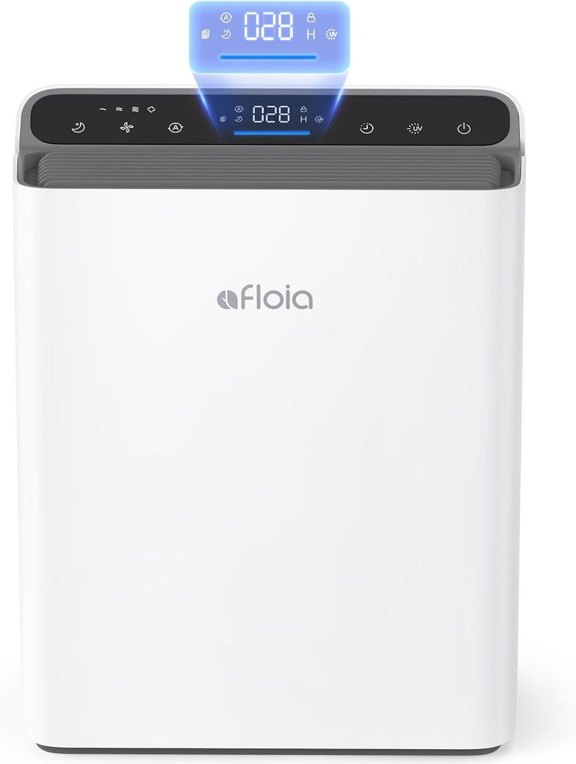 Air Purifier for Home Large Room Bedroom Up to 2000Ft with PM2.5 Display Air Quality Sensor&Smart Auto Mode, 3-Stage Filter Cleaner Odor Eliminator, Remove Pet Dander Pollen Allergy Dust Mold Smoke (White)