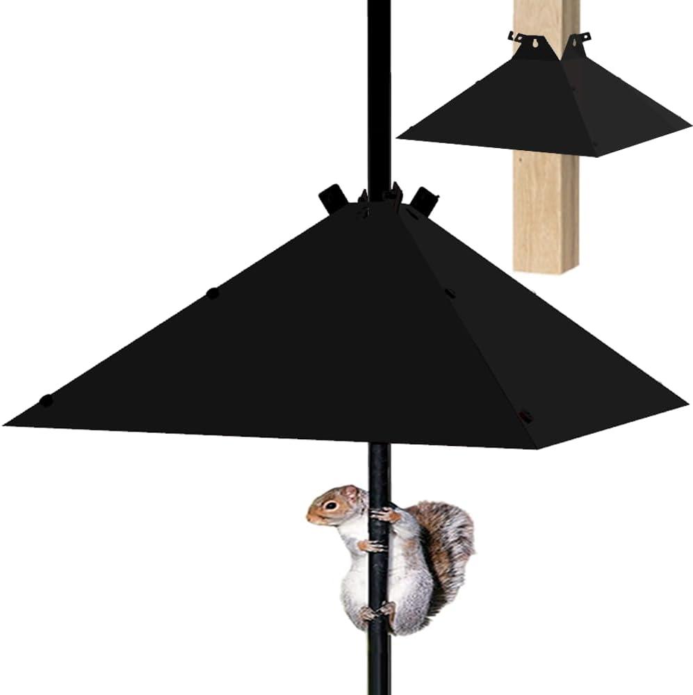 Metal Squirrel BaffleAdjustable Opening Size Up to 4x4 Wide Wooden Post,Squirrel Baffle for Bird Feeders Without Removing Bird Feeder Poles Or Shepherd's Hooks.17inch