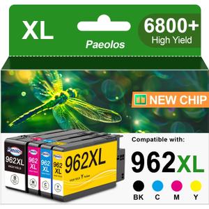 962XL Ink Cartridges Combo Pack Remanufactured for HP 962XL Ink Cartridges Combo Pack for HP 962 XL for HP Ink 962 for HP 9010 Ink Cartridge Officejet Pro 9010 9015 9020 9018 9025 Printer (4-Pack)