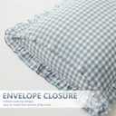 KKJIAF Ruffle Gingham Pillow Covers 20 x 20 Inches, Cotton Gingham Pillow Cases Set of 2, Linen Feel Ruffled Plaid Pillow Shams with Envelope Closure for Sofa Bed (Dusty Blue Plaid)