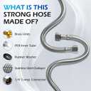 8FT Refrigerator Water Line Premium Stainless Steel Braided Ice Maker Water Hose with 1/4" Fittings for Refrigerator Ice Maker