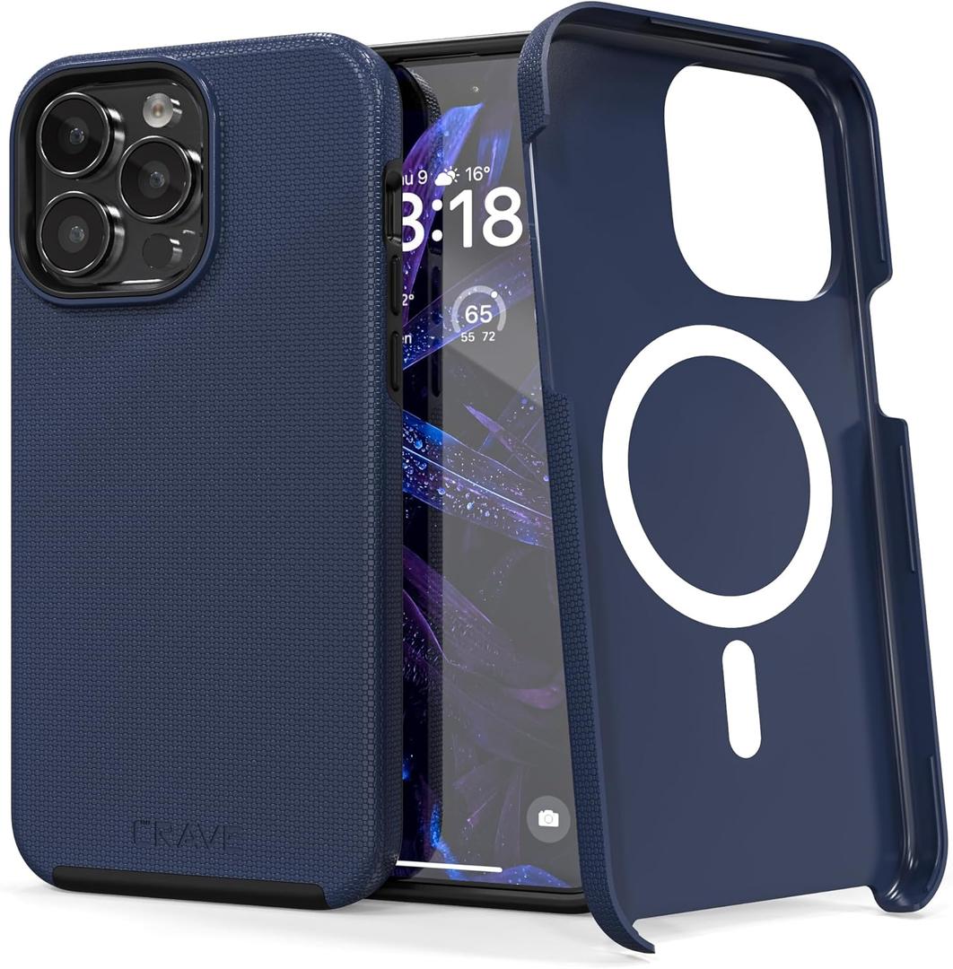 Crave Dual Guard for iPhone 15 Pro Max Case, Compatible with MagSafe Shockproof Protection Dual Layer Case for Apple iPhone 15 Pro Max (6.7") - Navy