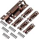 2 Inches Sliding Door Latch,6 Pcs Brass Bronze Latch Lock,Barrel Bolt Latch with Screws,Stainless Steel Barrel Bolt for Door Bedroom Bathroom Window Fence