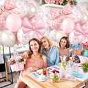 Bow Balloons,Light Baby Pink White Balloon with Bow Foil Balloon,for Women Birthday Party Bachelorette Bridal Engagement Coquette Theme Wedding Anniversary Supplies