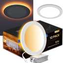 CycevSun 12 Pack 8 Inch LED Recessed Lighting with Night Light, 120-277V