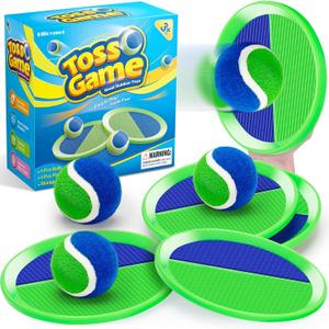 Outdoor Toys for Kids Ages 4-8, Outside Game for 3 4 5 6 7 8-12 Year Old Boys Girls, Catch Ball Toss Game for Pool, Beach, Yard- Toddlers Birthday Gifts Easter Basket Stuffers(4Pcs Green Paddles)